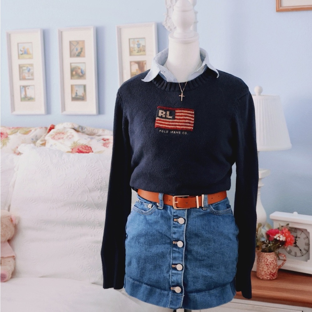 Ralph Lauren Navy American flag Sweater